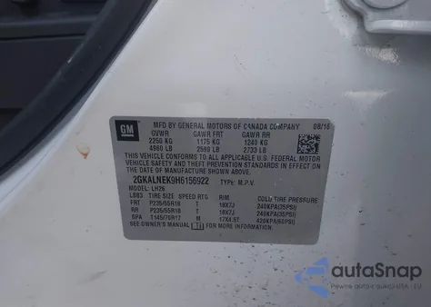 2017 GMC Terrain Sle-2 z USA, uszkodzony, nr VIN 2GKALNEK9H6156922